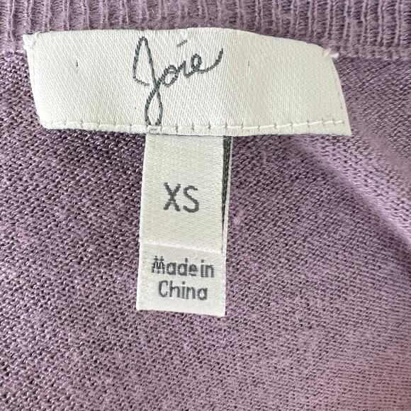 JOIE Purple Round Long Sleeve Chiffon Back Knit Pullover Sweater Top Size XS - Picture 7 of 8